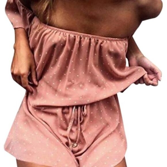Super cute Private Label Peach Polka Dot Romper! Sz S 👙🏖☀️🛍 - Picture 4 of 17